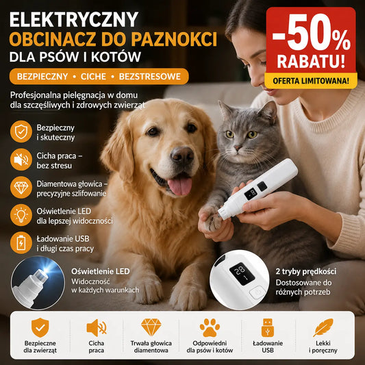 🔥【Kup 1, a 1 dostaniesz gratis】🐱🐶Elektryczna szlifierka do pazurów dla zwierząt z wyświetlaczem LED poziomu naładowania