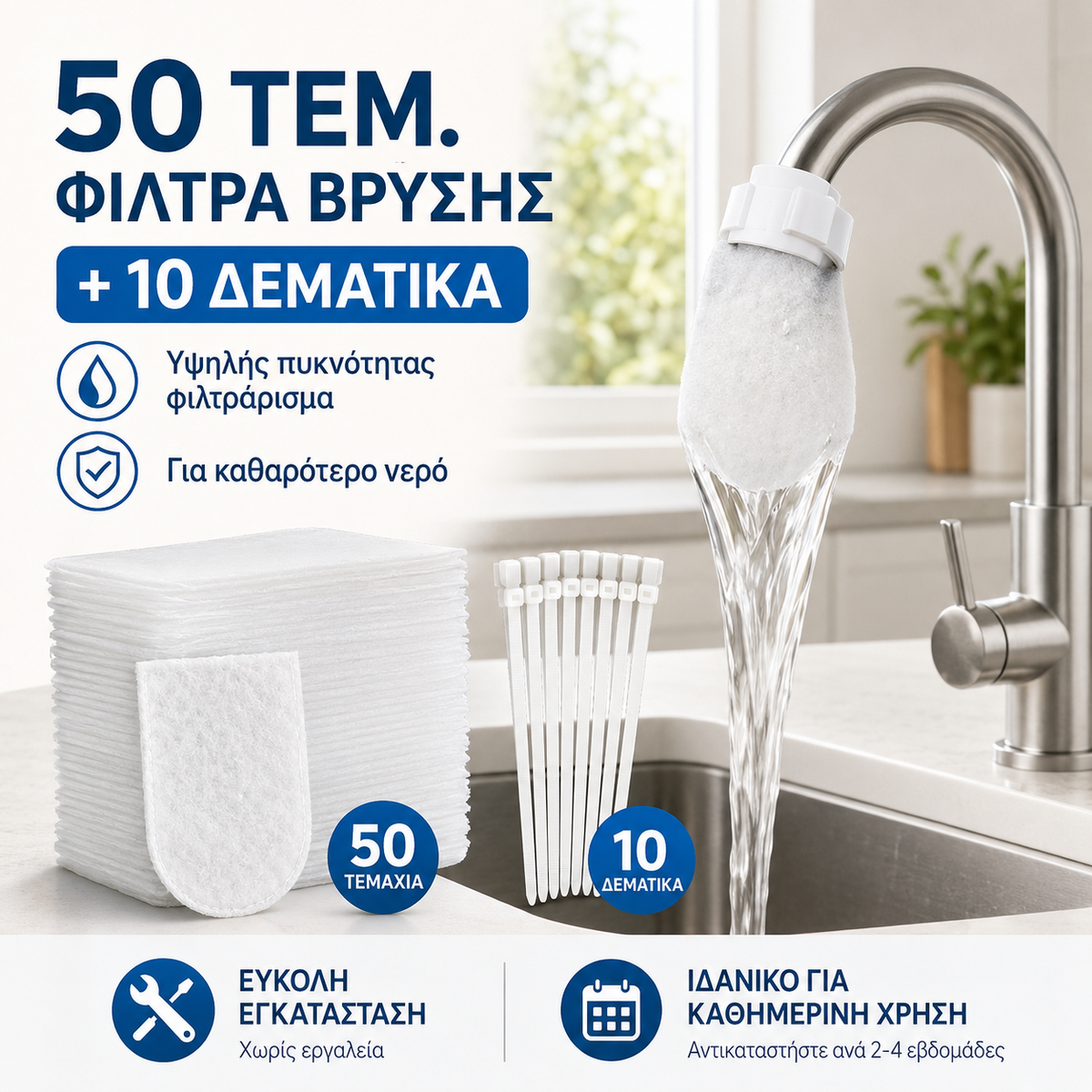1 σετ 24 ευρώ📢📢50% ΕΚΠΤΩΣΗ!! ⏰Φίλτρο βρύσης κουζίνας κατά των πιτσιλιών για την αφαίρεση ιζημάτων και σκουριάς