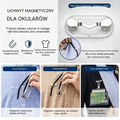 5 sztuk 99 zł 🧷🧲 Magnetyczny klips do mocowania okularów, uniwersalny wieszak na okulary do czytania, okulary z filtrem światła niebieskiego i okulary przeciwsłoneczne. Koniec z zgubionymi okularami!