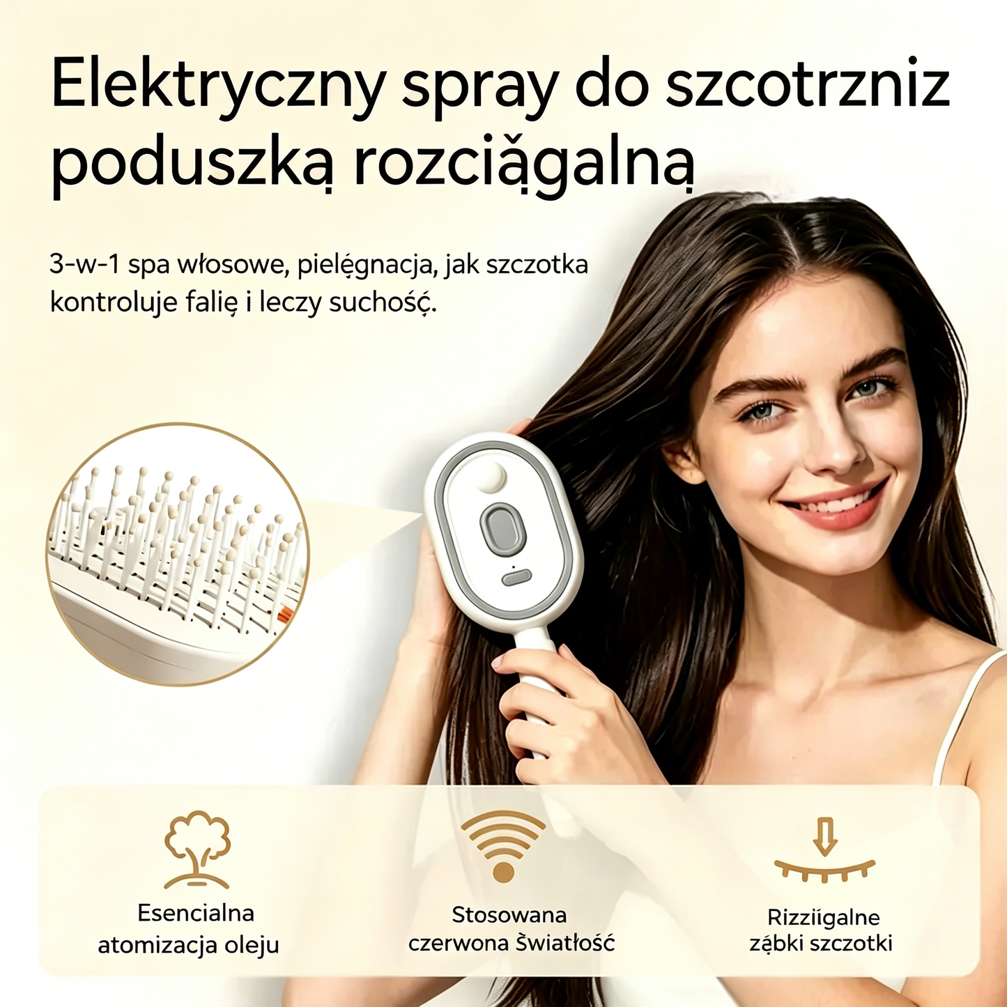 ⚡💨 Elektryczny sprayer z grzebieniem do masażu i poduszką powietrzną