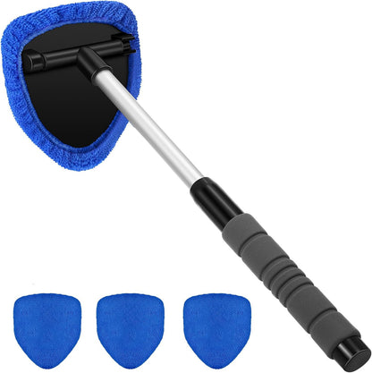 🎁【2 trójkątne plastikowe elementy + 8 pokrowców z materiału】Zestaw do czyszczenia szyb samochodowych – rozkładany i obracany o 180°