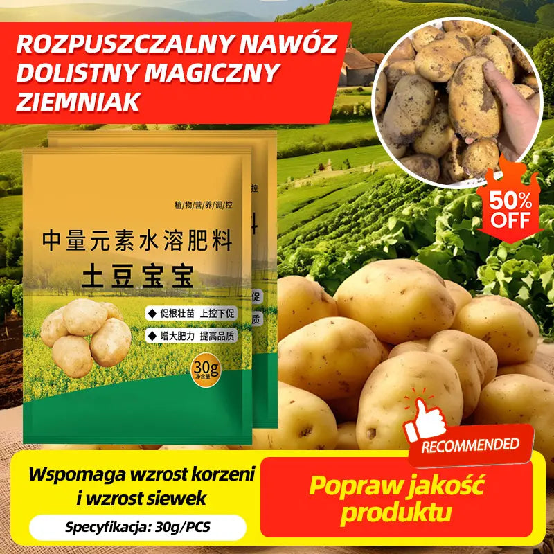 🥔【10 torebek za 99 zł 】Rozpuszczalny nawóz dolistny „Magiczny Ziemniak”｜Do ziemniaków, orzeszków ziemnych, batatów, rzodkwi, taro i cebuli – stymuluje korzenie, zwiększa plony