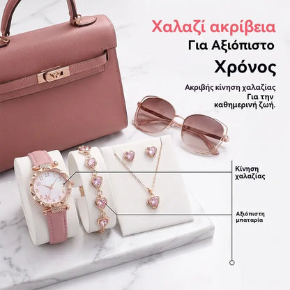 ✨Ένα σετ, ευέλικτο στυλ—ένα γυναικείο σετ ρολογιών και μπρασελέ πέντε τεμαχίων. Από τον χώρο εργασίας μέχρι ένα επίσημο δείπνο, τα χειρίζεται όλα με ευκολία.