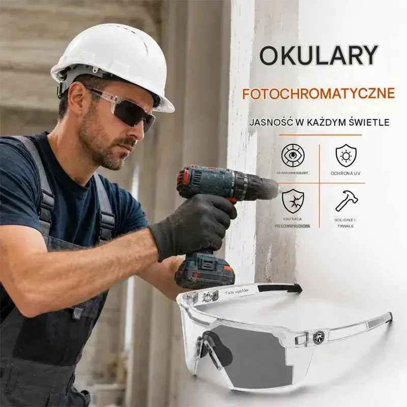 Wielofunkcyjne okulary ochronne do pracy i uprawiania sportu – pyłoszczelne, wiatroszczelne i z ochroną UV400 do prac stolarskich, majsterkowania, serwisu samochodowego, ogrodnictwa i jazdy na rowerze