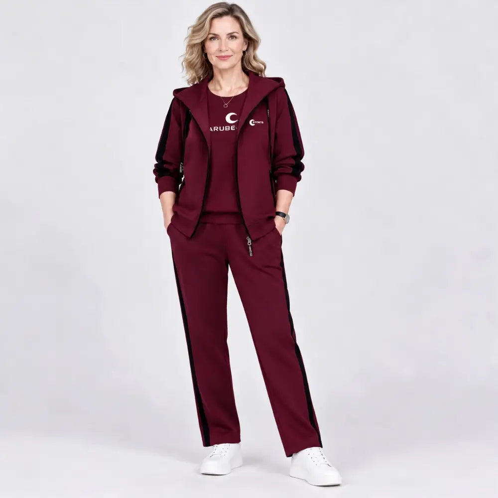 【M-4XL】Γυναικείο Σετ 3 Τεμαχίων 2026 – Φθινοπωρινό/Χειμερινό Σύνολο με Κουκούλα, Άνετη Γραμμή, Αθλητικό Στυλ, Μεγάλα Μεγέθη, Σχεδιασμένο για Μαμάδες