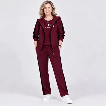 【M-4XL】Damowy zestaw 3-częściowy 2026 – bluza z kapturem, na jesień i zimę, luźny, sportowy, w dużych rozmiarach, dla mam