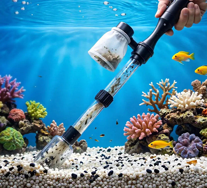 🐠Ηλεκτρικό καθαριστικό χαλικιών ενυδρείου - με μπαταρία, με ρυθμιζόμενο μήκος σωλήνα και εύκολο καθάρισμα - ιδανικό για όλα τα ενυδρεία 🧹🐟