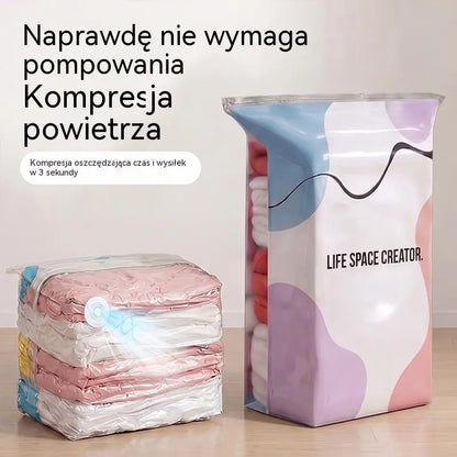 🧳 3 artykułów za jedyne 99 zł 💨 Duże, wyciskane worki próżniowe do przechowywania: Nie wymagają pompki, są szczelne, idealne do oszczędzania miejsca w walizce i w domu ✈️