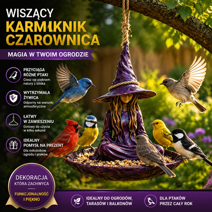 1 sztuka 109zł，😍Wiszący karmnik dla ptaków „Medytująca czarownica”, kreatywna i magiczna dekoracja do ogrodu, na patio i podwórko, trwały materiał
