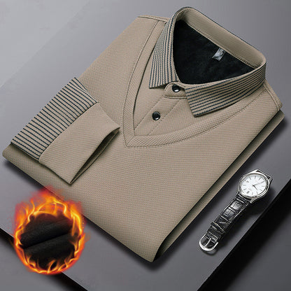 【M-4XL】 👔 Męska koszulka polo z długim rękawem typu „2 w 1” · Ocieplana, z podszewką · Elegancki fason z klasycznym kołnierzykiem i rękawami w paski · Styl casualowy i biznesowy!