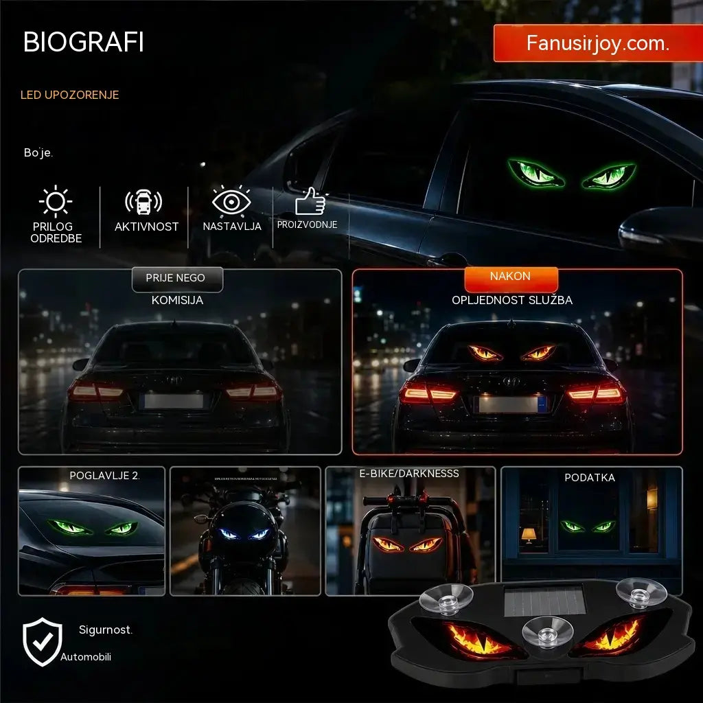 🚗👀 Solarno LED svjetlo za upozorenje za automobil | Privlači svu pažnju i poboljšava sigurnost vožnje: Bežično, s automatskim prepoznavanjem i univerzalnom aplikacijom ✨