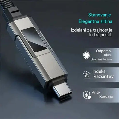 【Kupite 1, dobite 1 gratis】🔌 Polnilni kabel 4 v 1 z digitalnim zaslonom in obeskom za ključe - hitro polnjenje, odporen proti lomljenju in kompakten